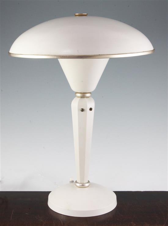 An Art Deco white bakelite desk lamp, 16.5in.